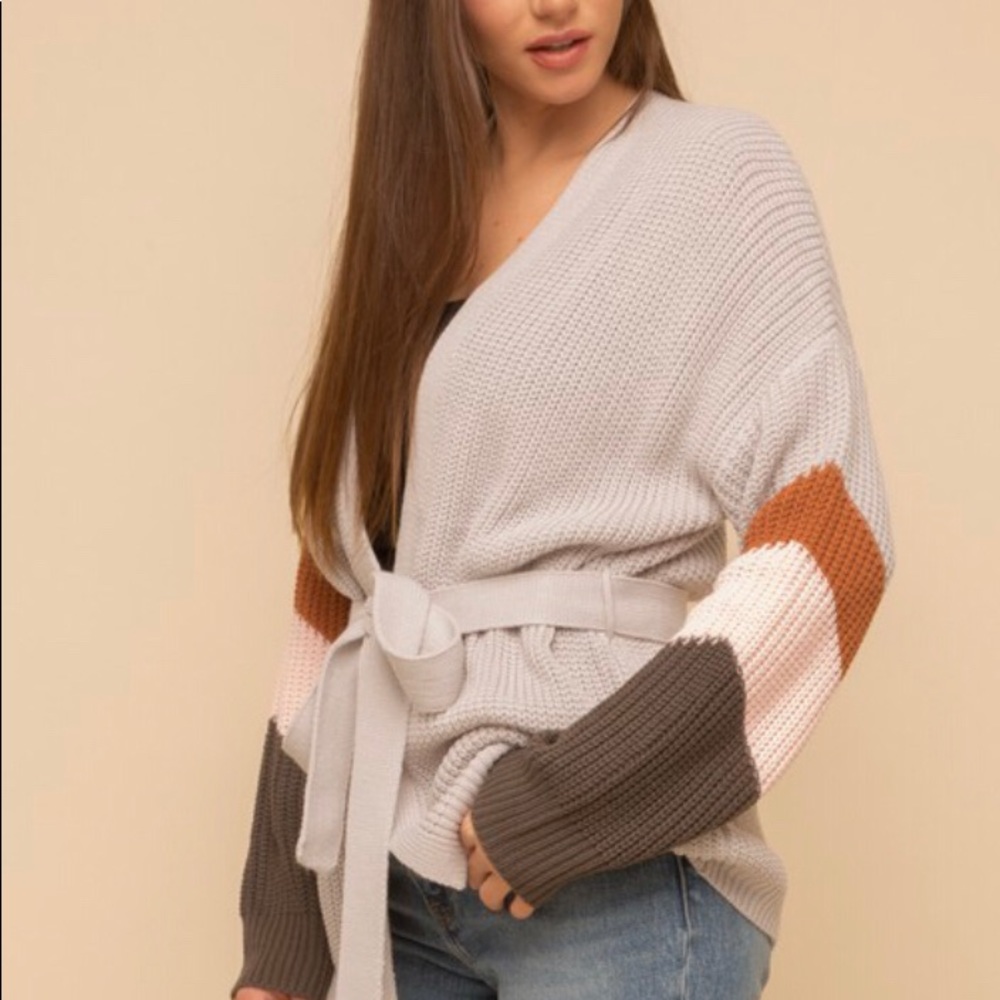 Belted cardigan sweater